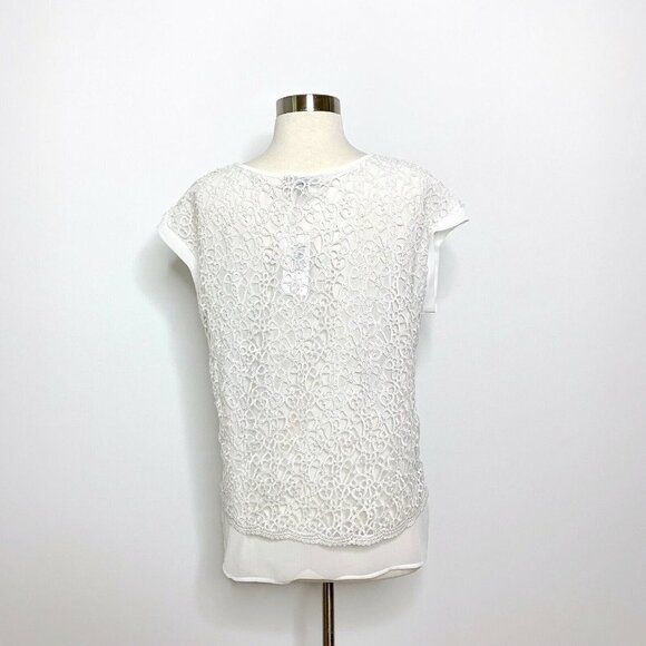 NWT Conrad C Collection White Lace Overlay Top Sma - Picture 3 of 7